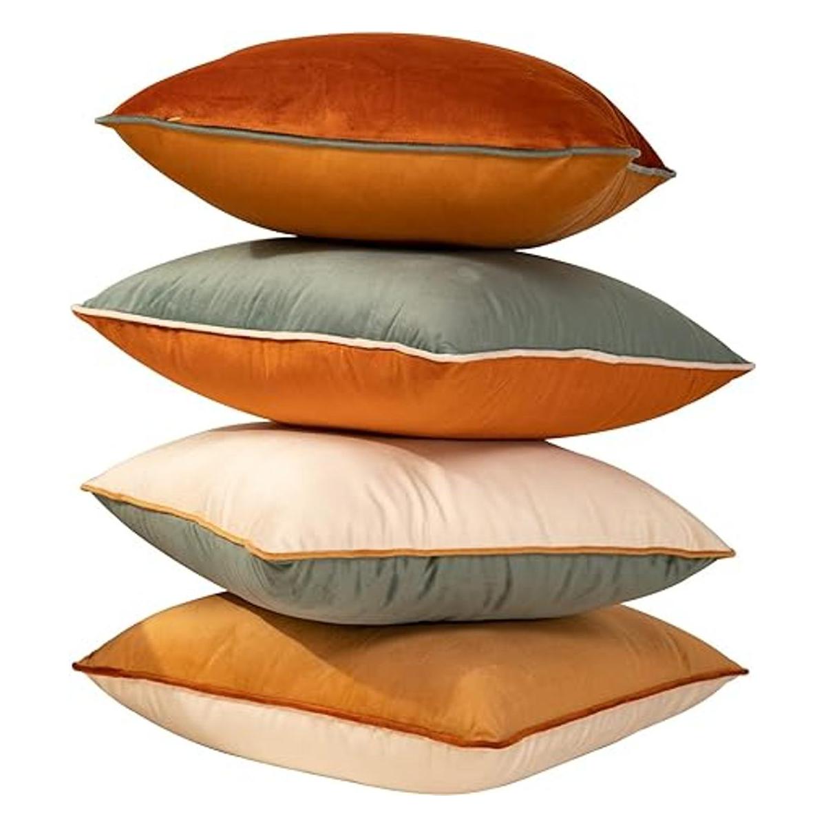 Juego de 4 fundas de almohada a cuadros de 18 x 18