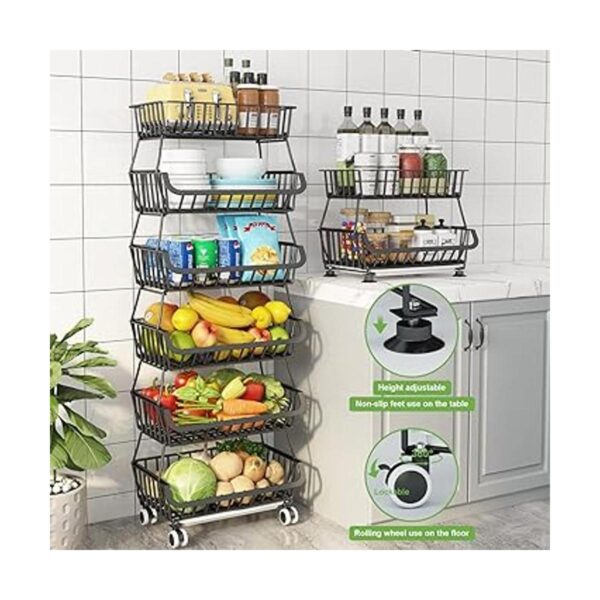 Cesta de frutas de 6 niveles para cocina carrito de