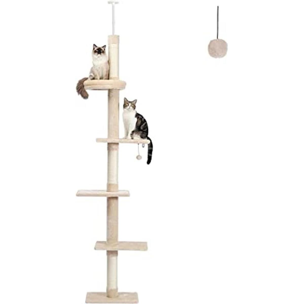 PETEPELA Cat Tree 5Tier Floor to Ceiling Cat Tower Height