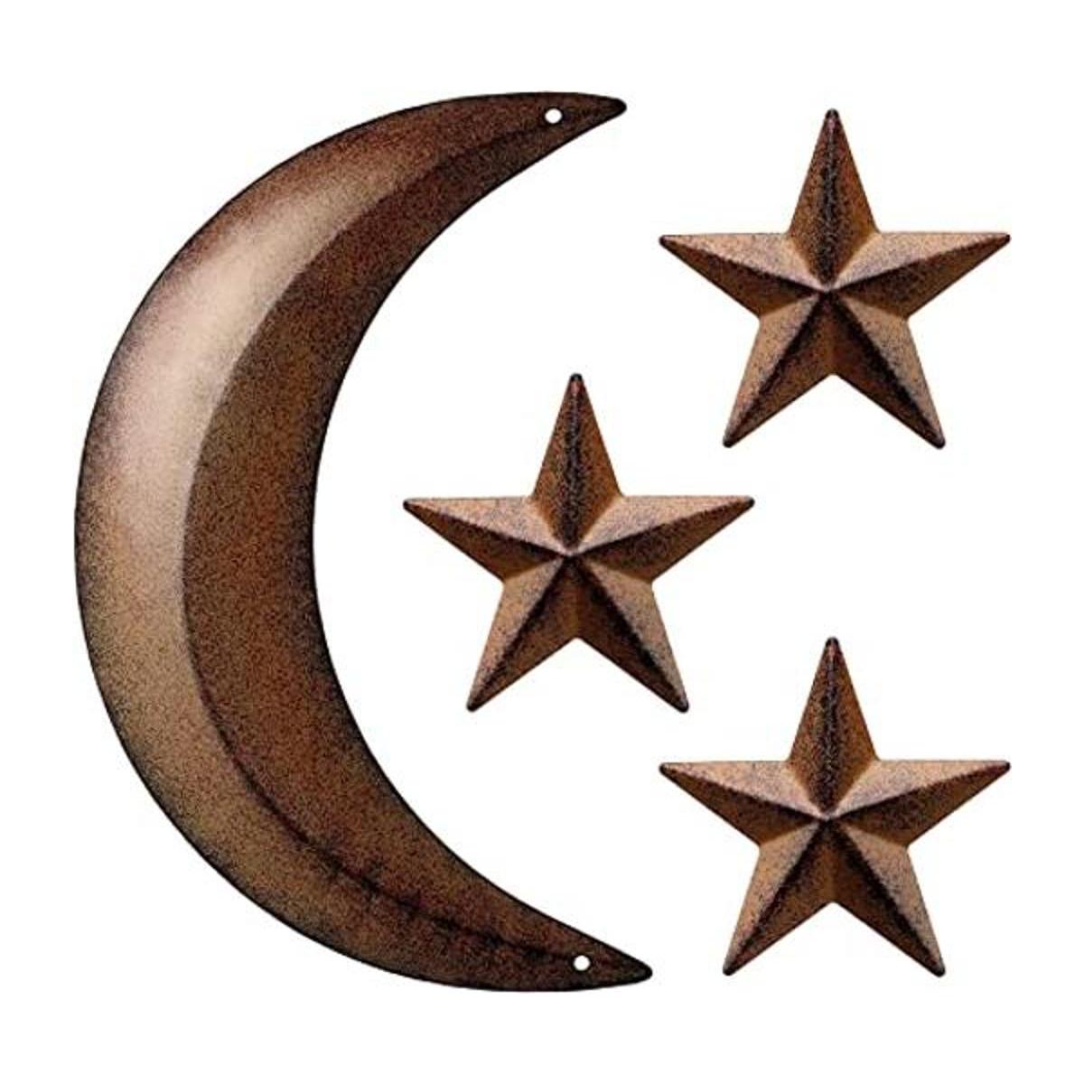 Decoración de pared de metal con luna y estrellas de
