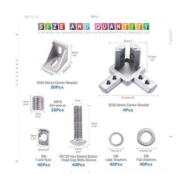 Glarks El juego de 216 conectores de perfil de aluminio de
