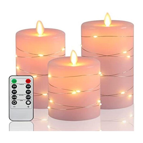 Fanzir Velas de Navidad sin llama con cadena de luces_1