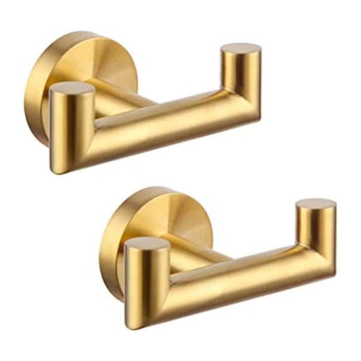 Toalla doble gancho de oro cepillado 2 piezas ángulo