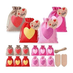 Paquete de 16 bolsas de arpillera para el día de San