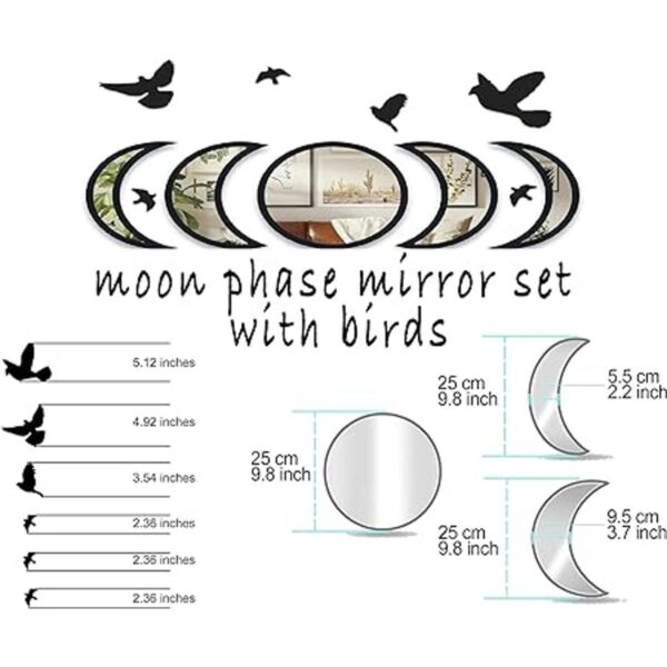 NESHE Juego de espejos de fase lunar con pájaros_2