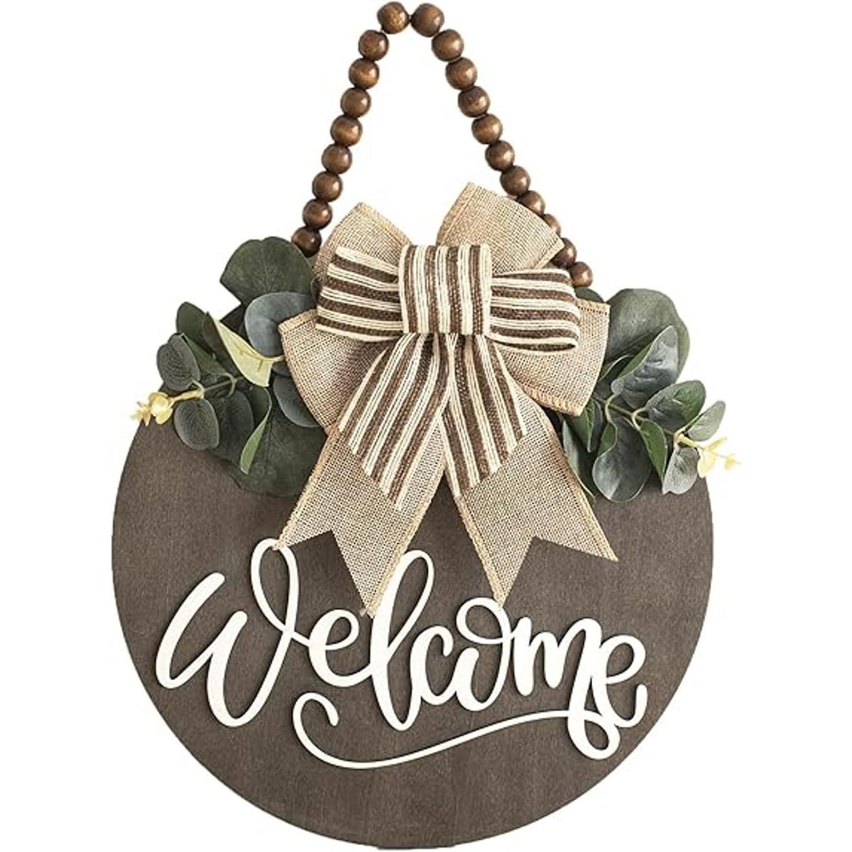 Letrero de bienvenida para decoración de corona de puerta