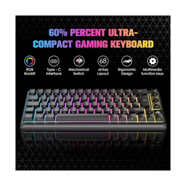 Teclado mecánico para juegos con cable 60 mecánico