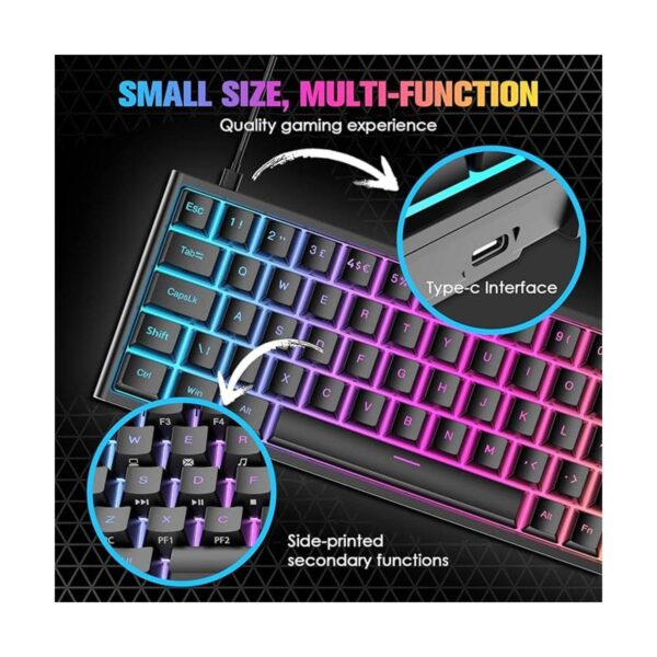Teclado mecánico para juegos con cable 60 mecánico