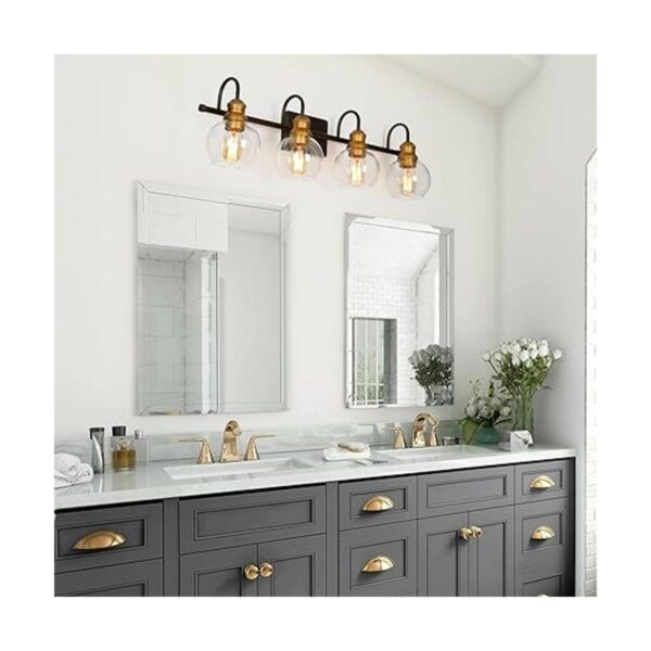 Lámpara de tocador de baño 4 luces negras con acabado de_2