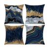 Juego de 4 fundas de almohada decorativas color azul_1