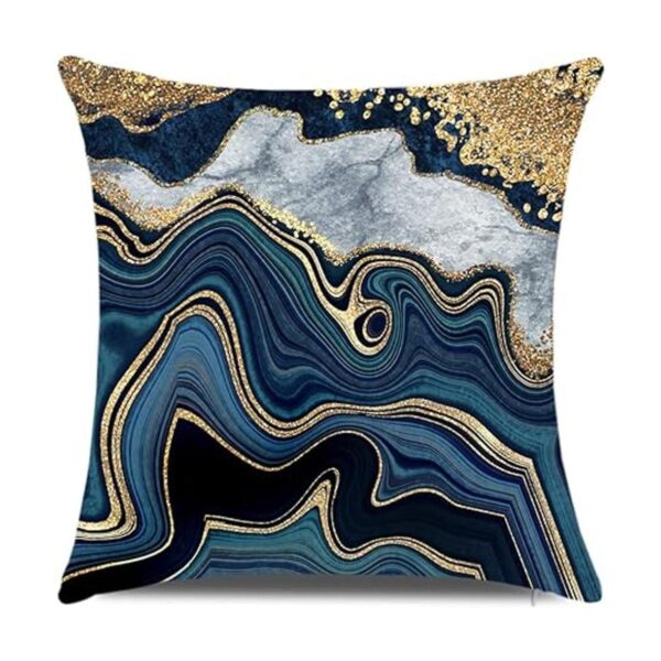 Juego de 4 fundas de almohada decorativas color azul_2