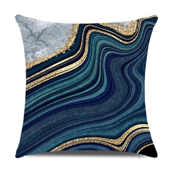 Juego de 4 fundas de almohada decorativas color azul_3