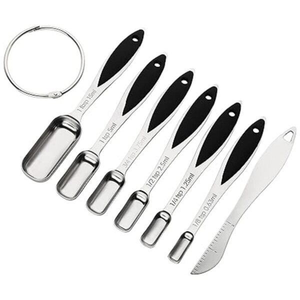 Juego de 7 cucharas medidoras de metal de acero inoxidable