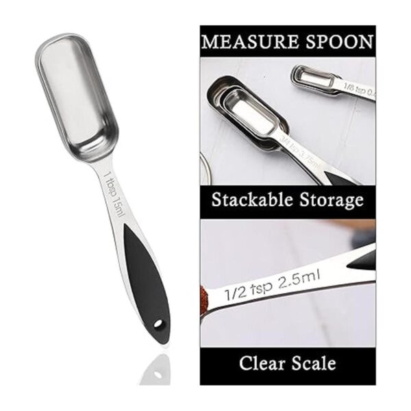 Juego de 7 cucharas medidoras de metal de acero inoxidable
