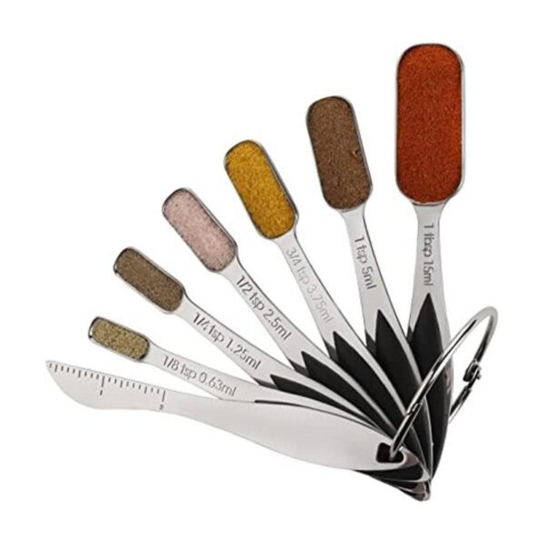 Juego de 7 cucharas medidoras de metal de acero inoxidable