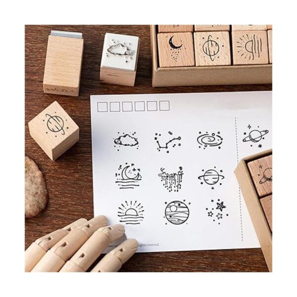 Hacaroa Juego de 32 sellos de goma de madera diseño