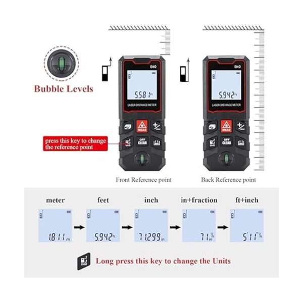 MAKINGTEC Medida láser de 131 pies interruptor de unidad