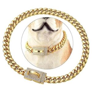 Dopetie Collar de perro con cadena de oro con circonitas_1