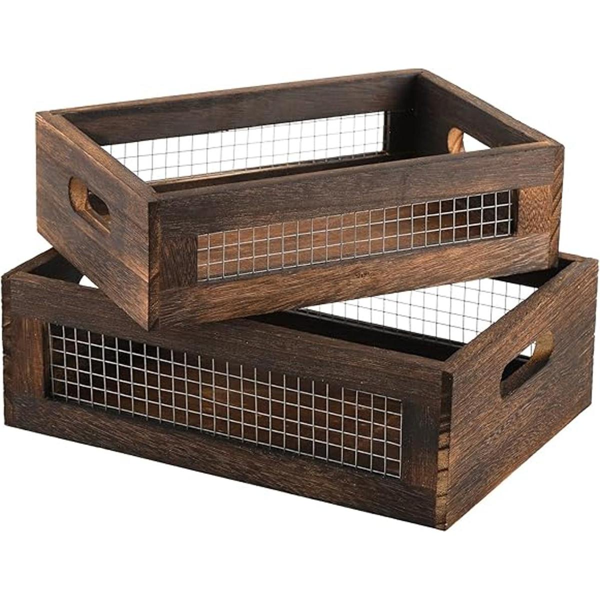 Dicunoy Juego de 2 cajas de anidación rústicas cestas