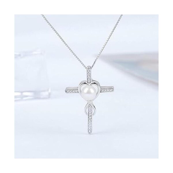 LGSY Colgante de plata de ley con forma de cruz de corazón
