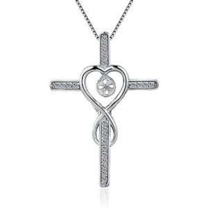 LGSY Colgante de plata de ley con forma de cruz de corazón