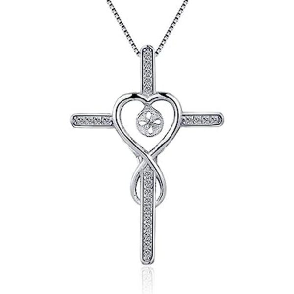 LGSY Colgante de plata de ley con forma de cruz de corazón