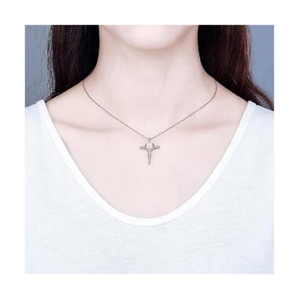 LGSY Colgante de plata de ley con forma de cruz de corazón