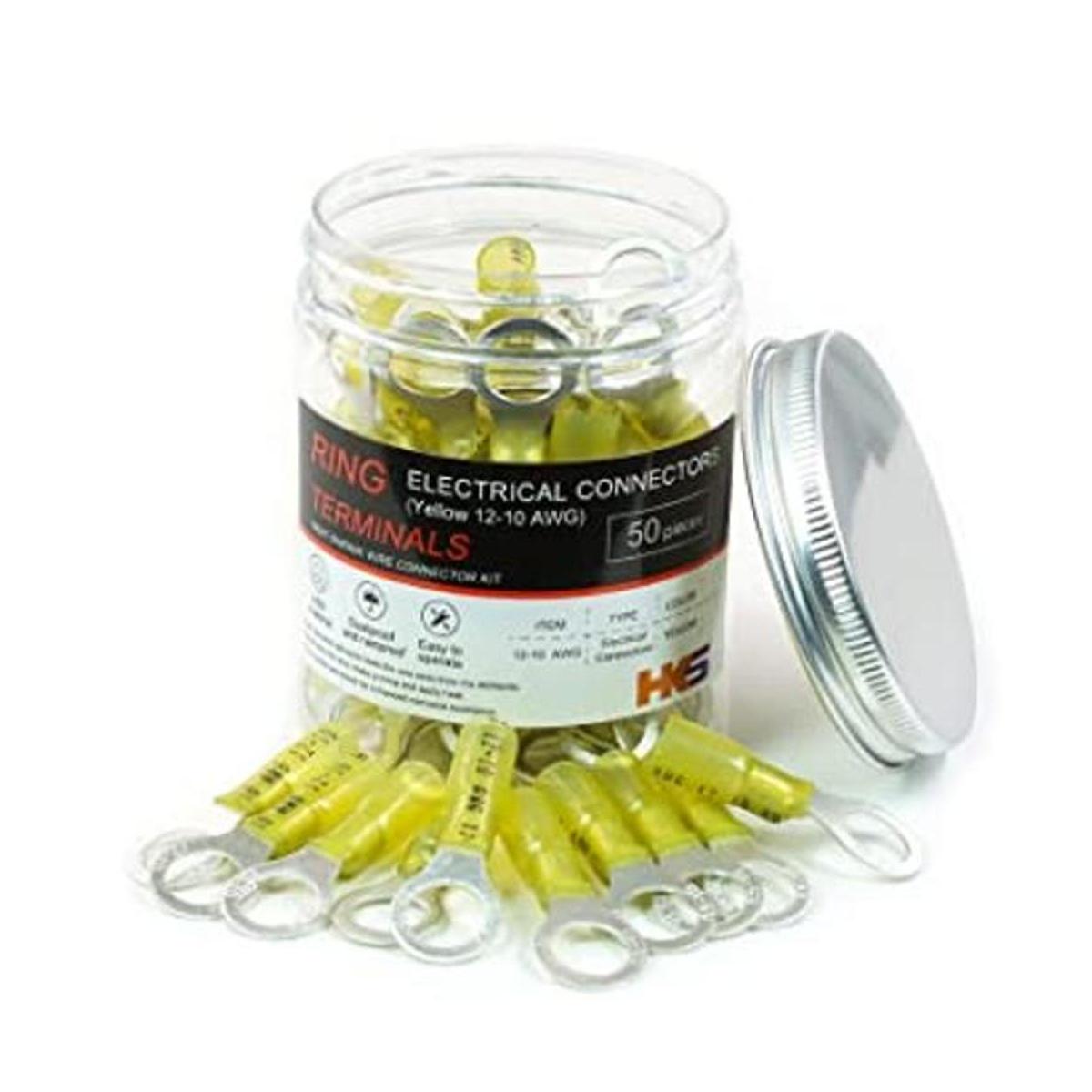 HKS 50 terminales de anillo de 38 pulgadas amarillo