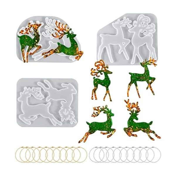 KyeeaDIY 3 moldes de resina de alce de Navidad con 20