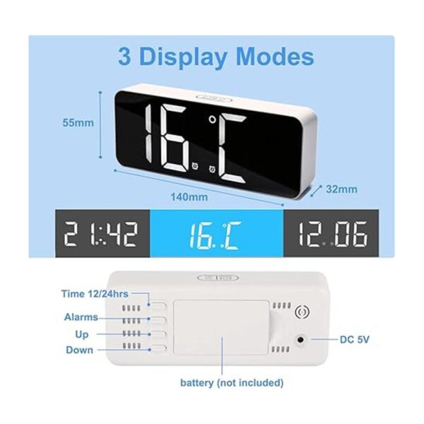 Justmetr Reloj despertador digital reloj LED con doble