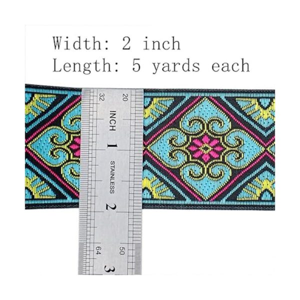 Cinta jacquard bohemia con ribete geométrico tejido_2