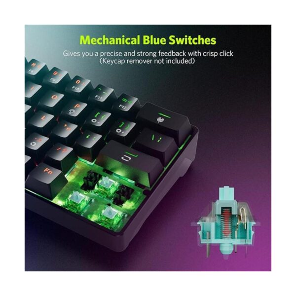 Fiodio Teclado mecánico inalámbrico y con cable RGB de 61