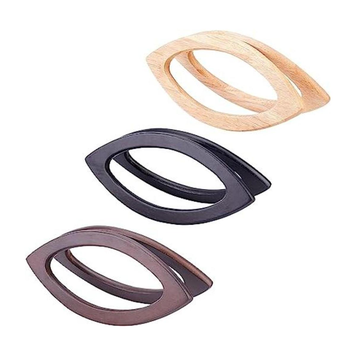 PH PandaHall 6 asas de bolso mango de madera de 3 colores