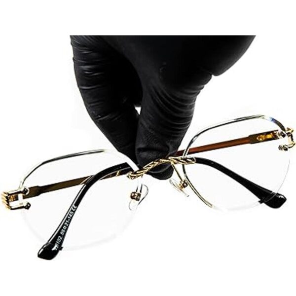 Gafas de hip hop ovaladas con marco dorado retro sin_2