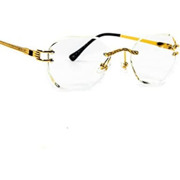 Gafas de hip hop ovaladas con marco dorado retro sin_1