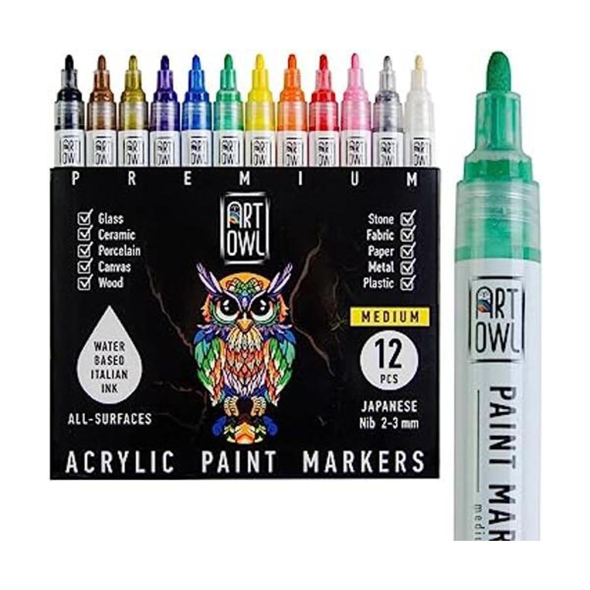 Art Owl Marcadores de pintura acrílica punta media