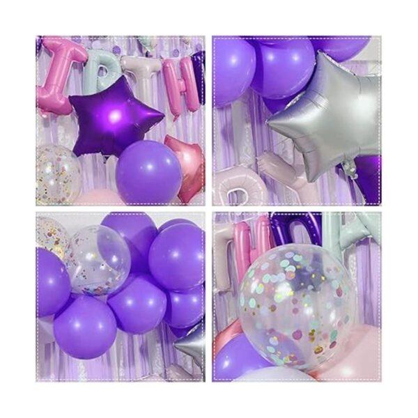Decoraciones de cumpleaños rosas y moradas suministros de_3