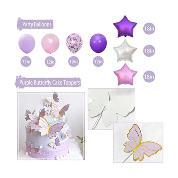 Decoraciones de cumpleaños rosas y moradas suministros de_6