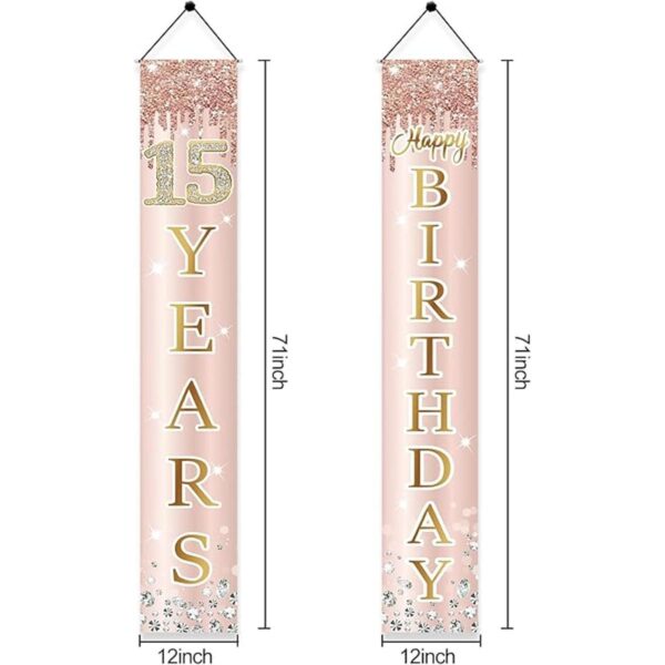 Decoración de pancarta para puerta de cumpleaños número 15_2