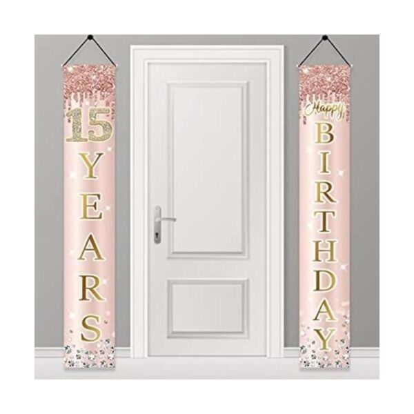 Decoración de pancarta para puerta de cumpleaños número 15_1