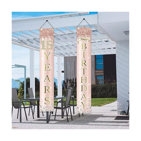 Decoración de pancarta para puerta de cumpleaños número 15_4