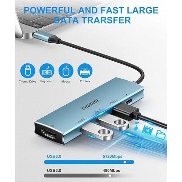 Hub USB C 5 en 1 divisor USB C Thunderbolt 3 Hub a 4K_2