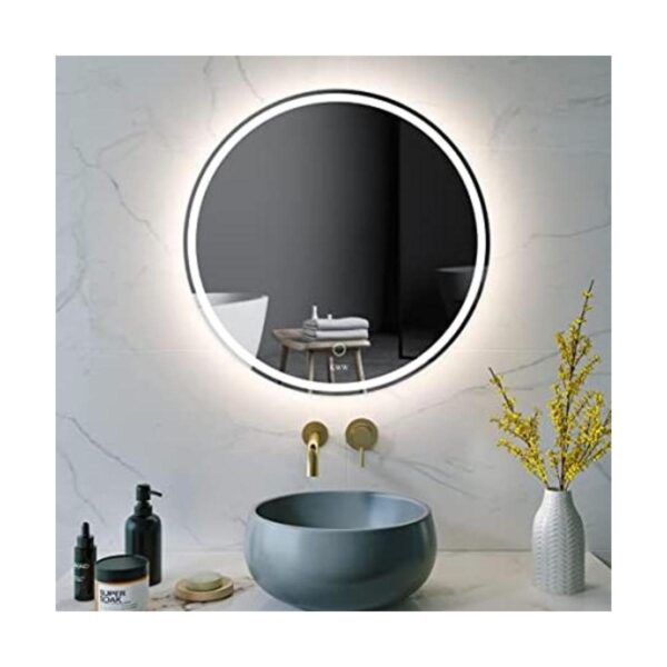 KWW Espejo de tocador de baño redondo grande y moderno de