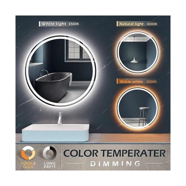KWW Espejo de tocador de baño redondo grande y moderno de