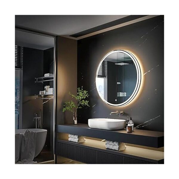 KWW Espejo de tocador de baño redondo grande y moderno de