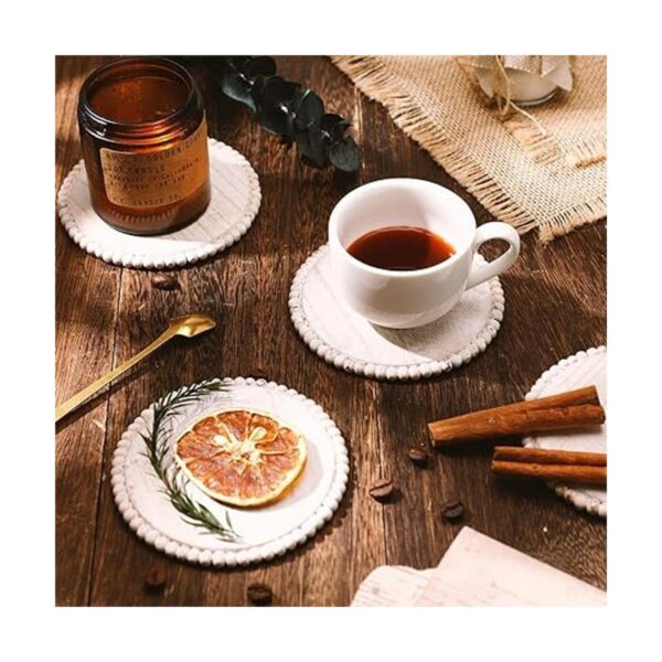 4 posavasos de madera con cuentas de 3.9 pulgadas