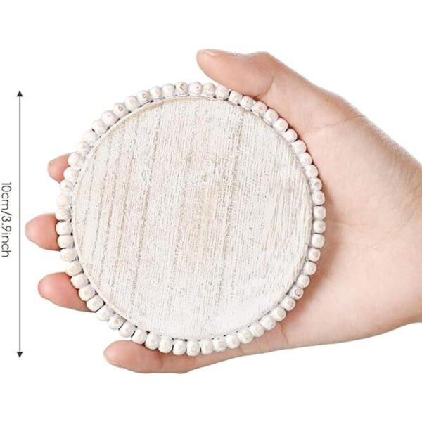 4 posavasos de madera con cuentas de 3.9 pulgadas
