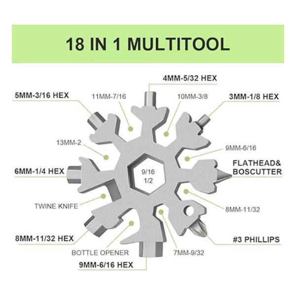 Multiherramienta de copo de nieve 2 piezas 18 en 1 de