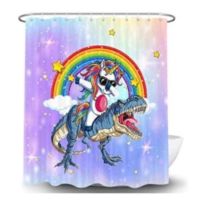 Linda cortina de ducha de dinosaurio de equitación de