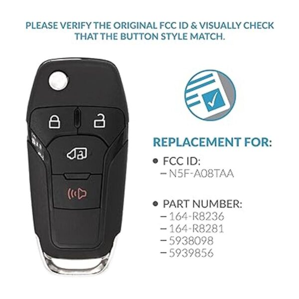 Keyless2Go Repuesto para llave giratoria de 4 botones para_3